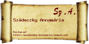 Szádeczky Annamária névjegykártya